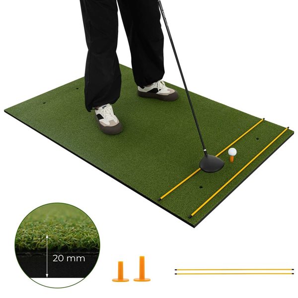 Costway 5 x 3-ft Artificial Indoor Outdoor Turf Golf Training Mat 20 mm