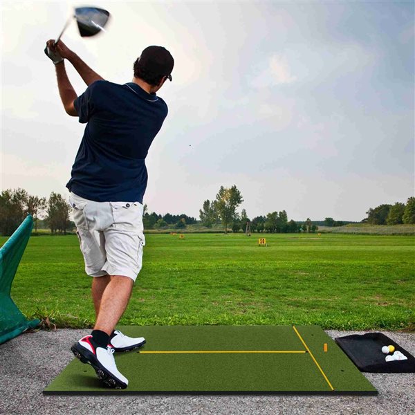 Costway 5 x 3-ft Artificial Indoor Outdoor Turf Golf Training Mat 20 mm