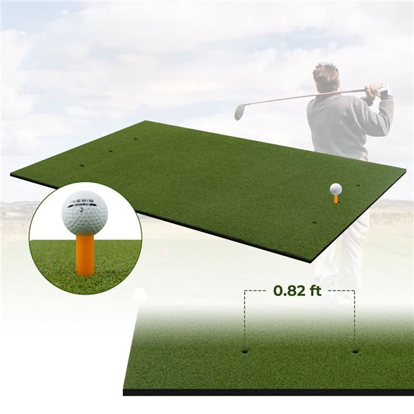 Costway 5 x 3-ft Artificial Indoor Outdoor Turf Golf Training Mat 20 mm