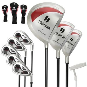 Costway 9 PCS Right Handed Red Women's Complete Golf Club Set with 460cc Alloy Driver Irons