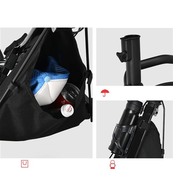 Costway Red Folding 3 Wheels Golf Push Cart W/Seat, Scoreboard and Adjustable Handle