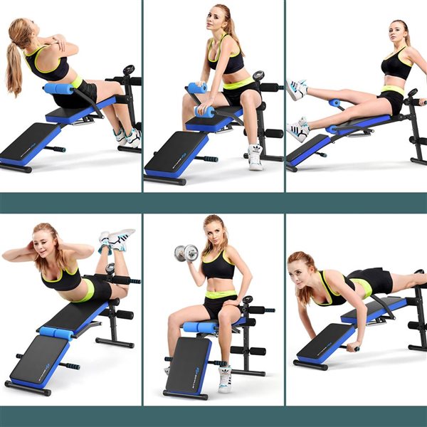 Costway Blue Multi-Functional Adjustable Foldable Weight Bench w/ Monitor