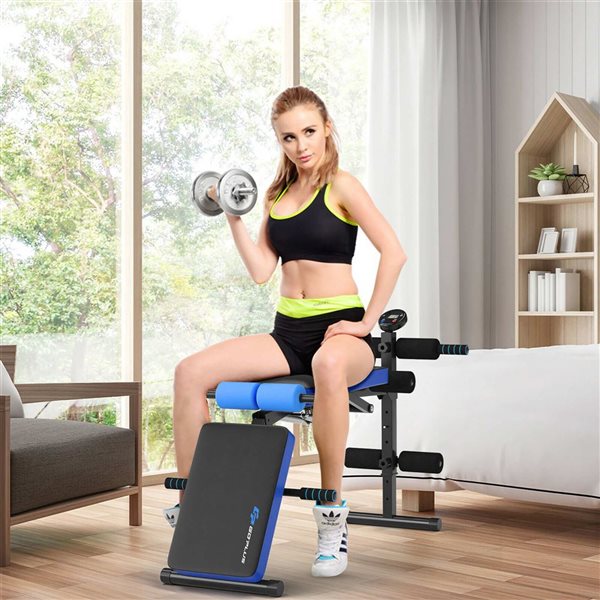 Costway Blue Multi-Functional Adjustable Foldable Weight Bench w/ Monitor