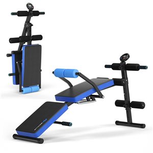 Costway Blue Multi-Functional Adjustable Foldable Weight Bench w/ Monitor