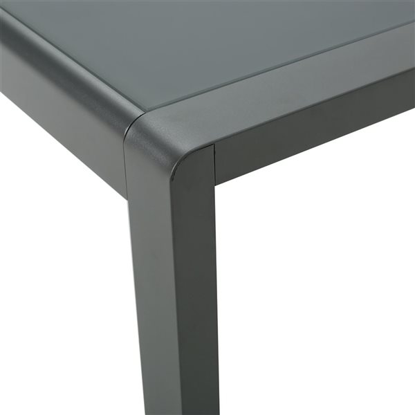 WELLFOR 39.3 W x 24 D x 15.75-in H Dark Grey Aluminum Coffee Table w/ Tempered Glass Top