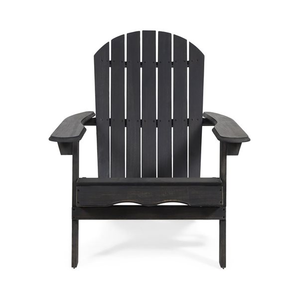 WELLFOR Dark Grey Acacia Wood Folding Adirondack Chair