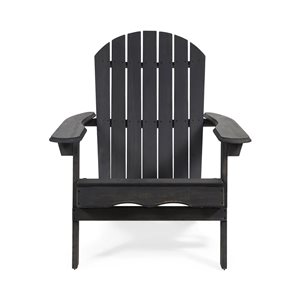 WELLFOR Dark Grey Acacia Wood Folding Adirondack Chair