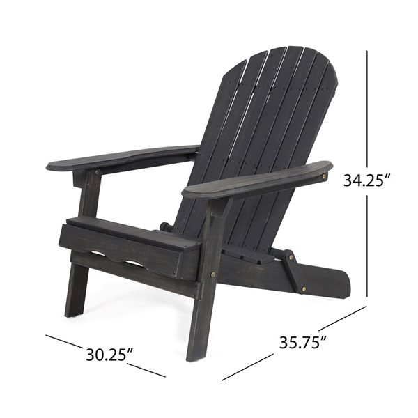 WELLFOR Dark Grey Acacia Wood Folding Adirondack Chair