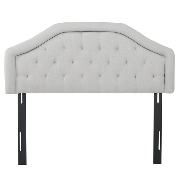 WELLFOR 62.5 W x 3.5 D x 54.5-in H Light Grey Linen Arched Upholstered Headboard w/ Tufted Design