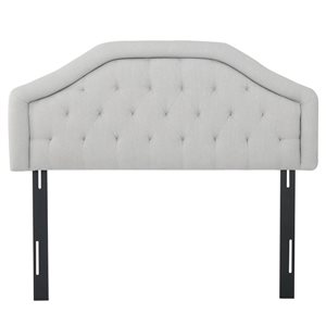 WELLFOR 62.5 W x 3.5 D x 54.5-in H Light Grey Linen Arched Upholstered Headboard w/ Tufted Design