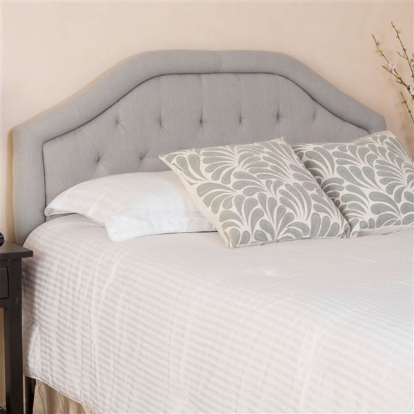 WELLFOR 62.5 W x 3.5 D x 54.5-in H Light Grey Linen Arched Upholstered Headboard w/ Tufted Design