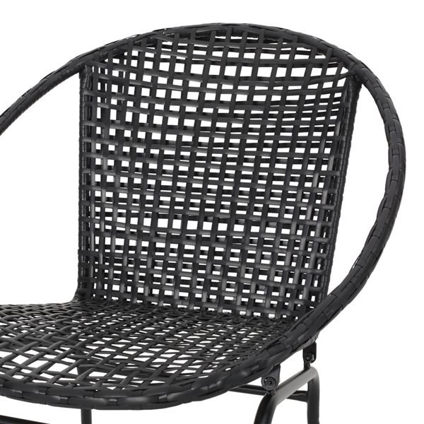 WELLFOR Black Polyethylene Rattan/Iron Frame Outdoor Chairs - Set of 2