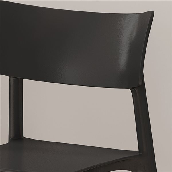 WELLFOR Black Polypropylene Dining Chairs w/ Beechwood Legs - Set of 2