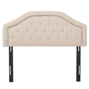 WELLFOR 62.5 W x 3.5 D x 54.5-in H Beige Linen Arched Upholstered Headboard w/ Tufted Design