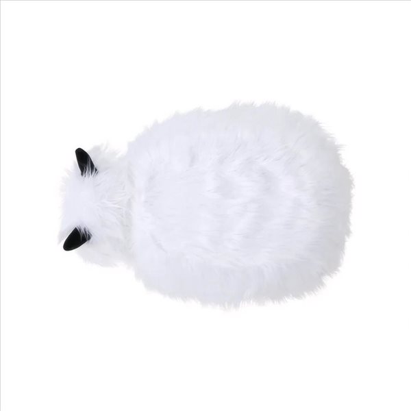 WELLFOR 26.5 L x 17.5 W x 17.25-in H White Faux Fur Upholstered Yak Ottoman w/ Wood Legs