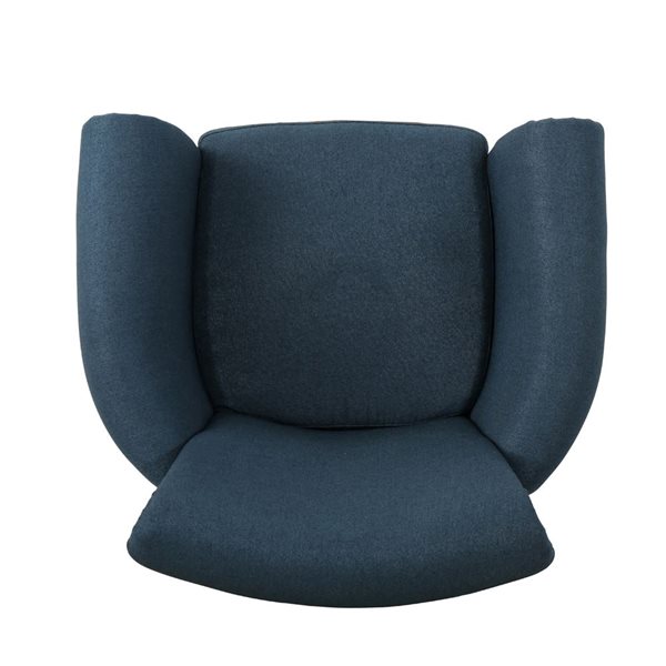 WELLFOR Navy Blue Upholstered Club Armchair w/ Birch Wood Legs