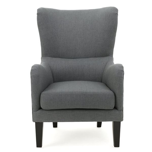 WELLFOR Grey Polyester Wingback Club Archair w/ Nailhead Trim