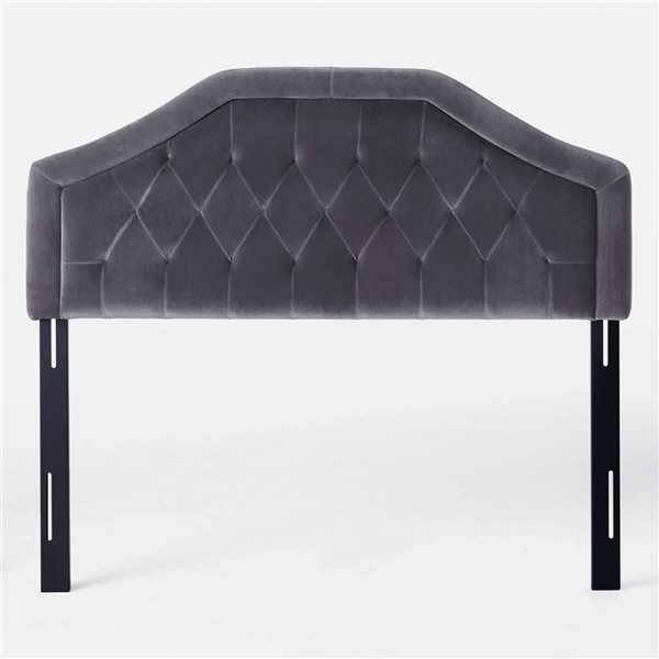 WELLFOR 62.2 W x 3.5 D x 49.38-in H Grey Fabric Arched Upholstered Headboard w/ Tufted Design