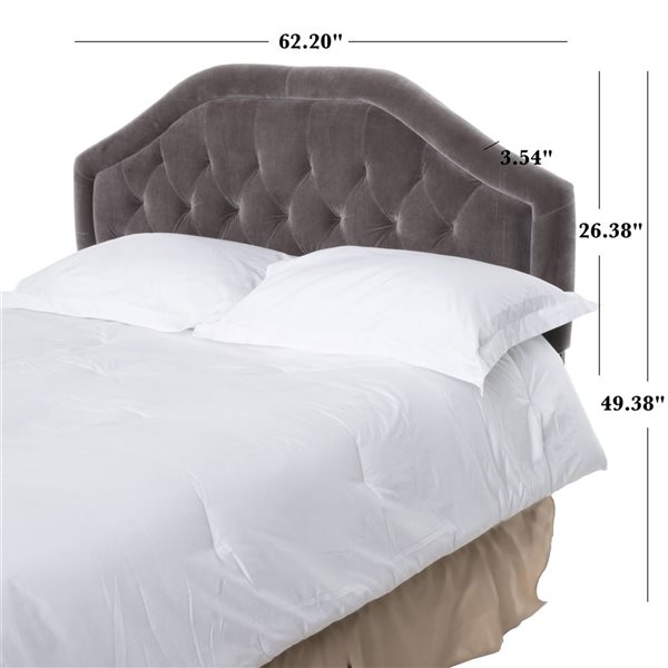 WELLFOR 62.2 W x 3.5 D x 49.38-in H Grey Fabric Arched Upholstered Headboard w/ Tufted Design