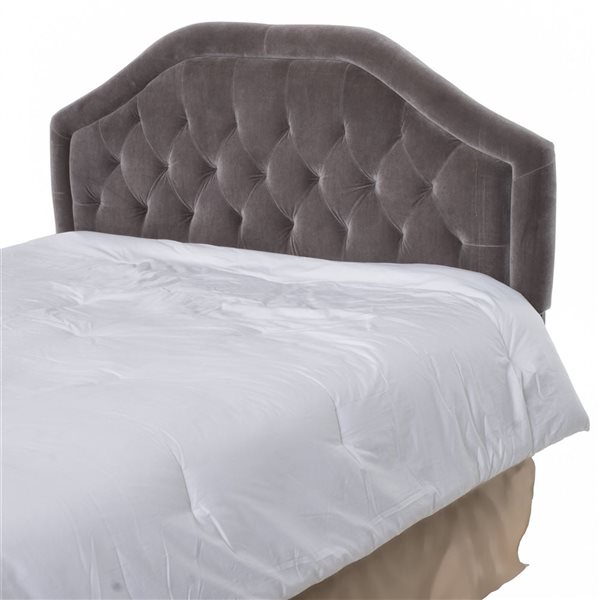 WELLFOR 62.2 W x 3.5 D x 49.38-in H Grey Fabric Arched Upholstered Headboard w/ Tufted Design