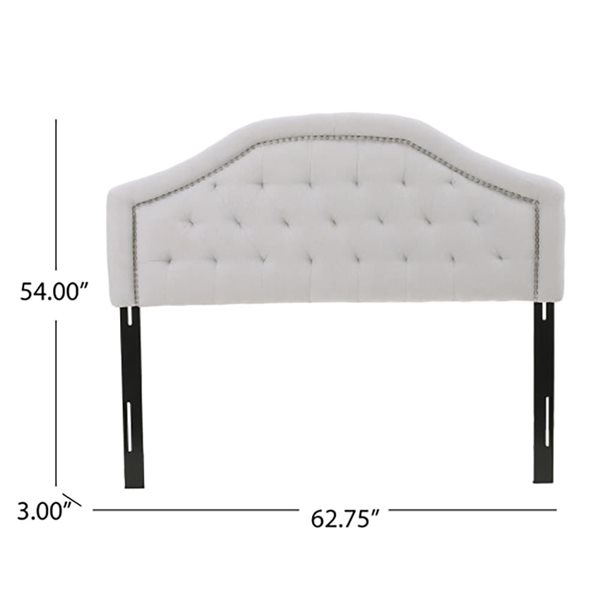 WELLFOR 62.75 W x 3 D x 54-in H Light Grey Fabric Arched Upholstered Headboard w/ Tufted Design