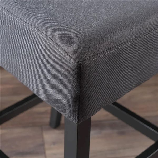 WELLFOR Dark Grey L-Shaped Backrest Counter Stools w/ Rubberwood Legs - Set of 2