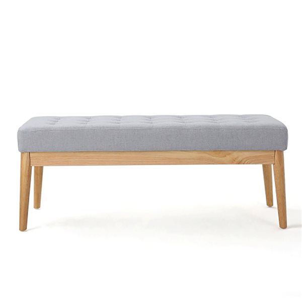 WELLFOR 43.5 W x 17 D x 17-in H Light Grey Fabric Bench w/ Solid Birch Legs