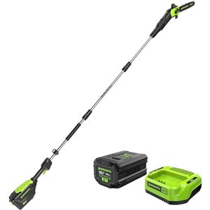 Greenworks 80 V 10-in Brushless Cordless Electric Pole Saw w/ 2.0 Ah Battery and Charger Included