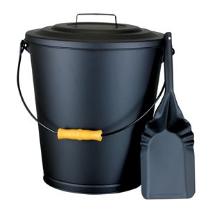 US Stove Company Black Steel Ash Bucket and Shovel - 22.7-L Capacity