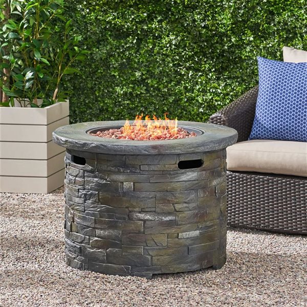 Mondawe Round Outdoor Propane Fire Pit Table