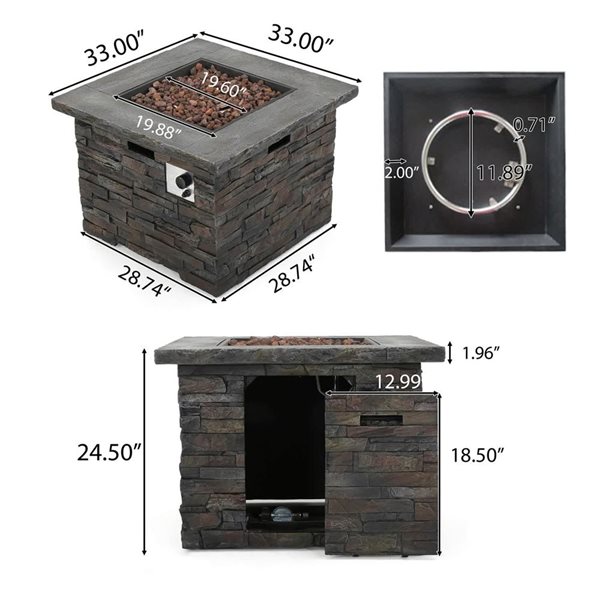 Mondawe Outdoor Propane Fire Pit Table