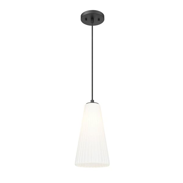 Z-Lite Farrell Matte Black Transitional 1-Light Pendant Light