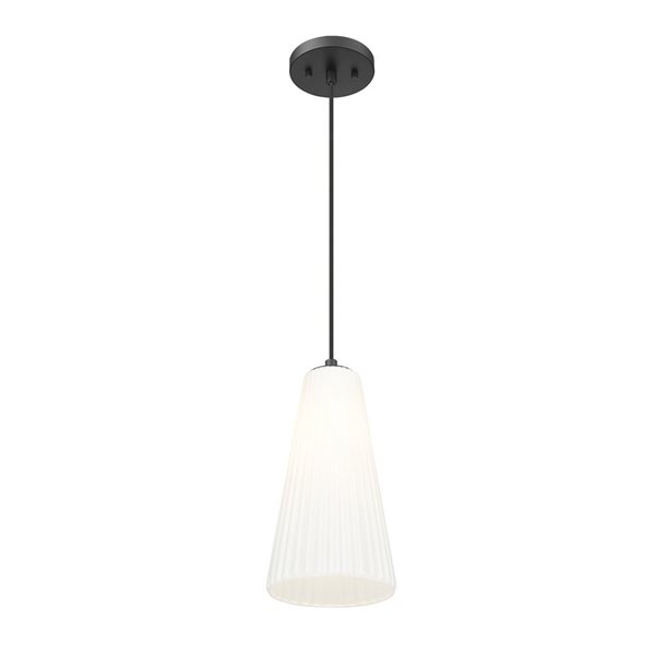 Z-Lite Farrell Matte Black Transitional 1-Light Pendant Light