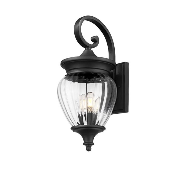 Z-Lite Davina 22-in H Black Hardwired LED 3-Light Outdoor Wall Light