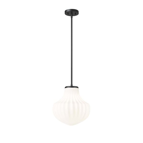 Z-Lite Newbury Matte Black Industrial 1-Light Pendant Light