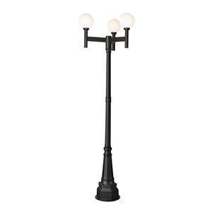 Z-Lite Laurent 100-in H Black Hardwired LED 3-Light Outdoor Post Light