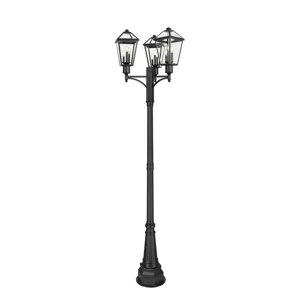 Z-Lite Talbot 115-in H Black Hardwired LED 3-Light Outdoor Post Light