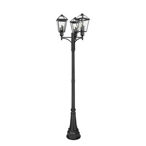 Z-Lite Talbot 115-in H Black Hardwired LED 3-Light Outdoor Post Light