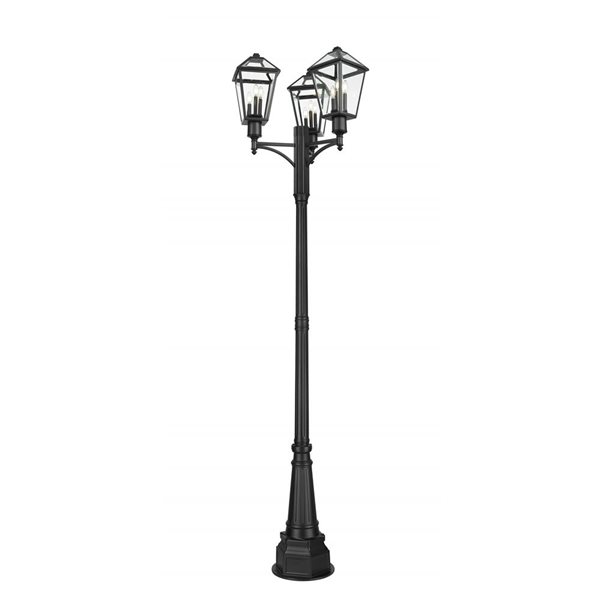 Z-Lite Talbot 115-in H Black Hardwired LED 3-Light Outdoor Post Light