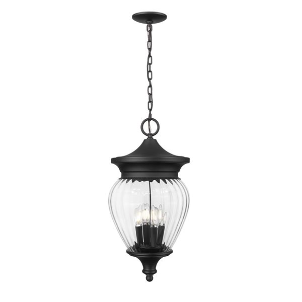 Z-Lite Davina Black Traditional 4-Light Outdoor Chain Mount Ceiling Fixture