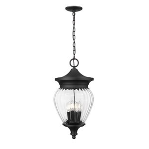 Z-Lite Davina Black Traditional 4-Light Outdoor Chain Mount Ceiling Fixture