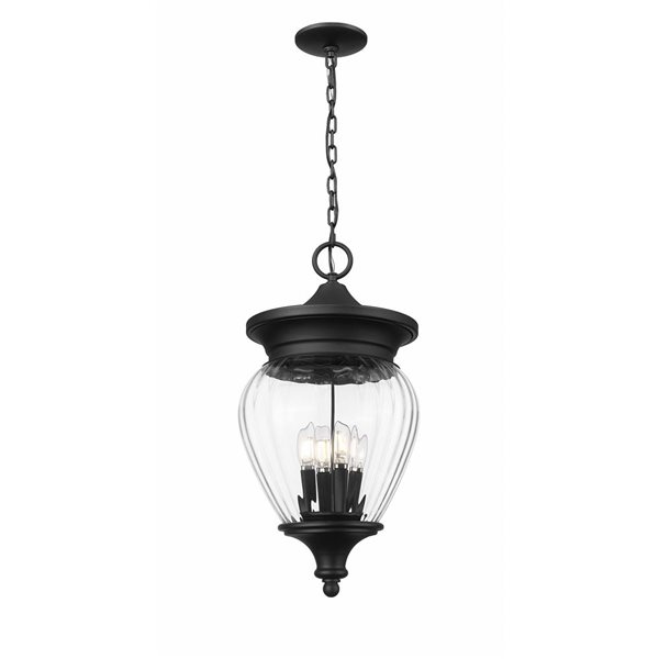 Z-Lite Davina Black Traditional 4-Light Outdoor Chain Mount Ceiling Fixture