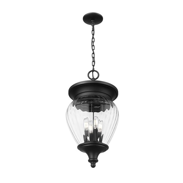 Z-Lite Davina Black Traditional 4-Light Outdoor Chain Mount Ceiling Fixture