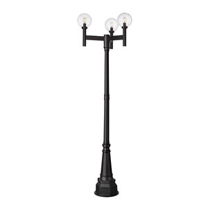 Z-Lite Laurent 100-in H Black Hardwired LED 3-Light Outdoor Post Light