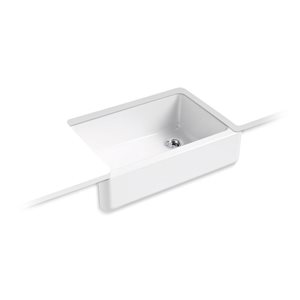 KOHLER Whitehaven 32-3/4-in White 1 Bowl Undermount Farmhouse Kitchen Sink