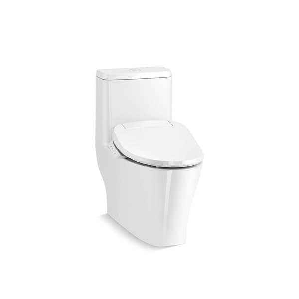 KOHLER Reach Curv 1-Piece Compact Elongated Dual Flush Skirted Toilet Hidden Cord Design (Bidet Seat sold Separately)