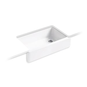 KOHLER Whitehaven 35-3/4-in White 1 Bowl Undermount Farmhouse Kitchen Sink