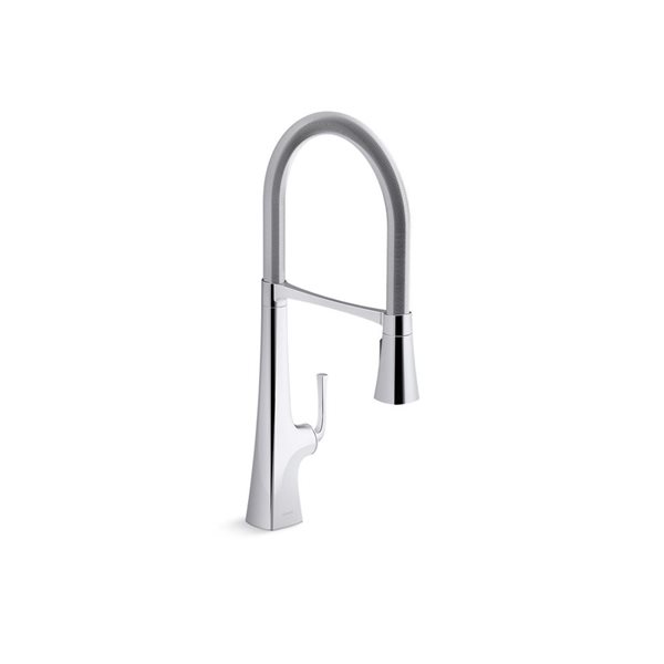 KOHLER Graze Polished Chrome Semi-Professional Kitchen Faucet with Spring Pulldown Spray