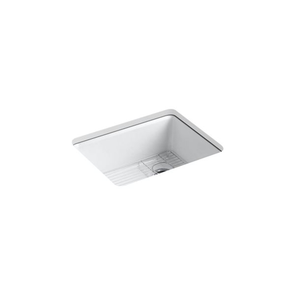 KOHLER Riverby 25-in White 1 Bowl Undermount Kitchen Sink with Rack