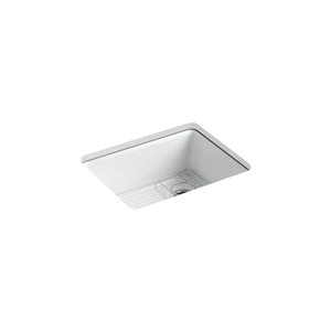 KOHLER Riverby 25-in White 1 Bowl Undermount Kitchen Sink with Rack